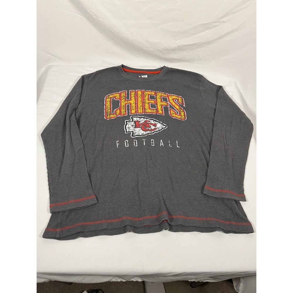 NFL Team Apparel Kansas City Chiefs Long Sleeve Waffle Knit Shirt XL Gray